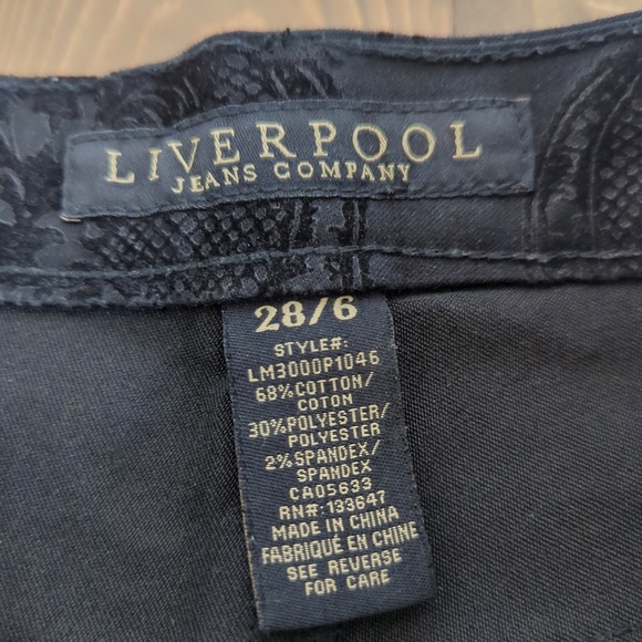 Liverpool Women’s Black Flocked Velvet Fleur De Lis Jeans - Picture 5 of 11